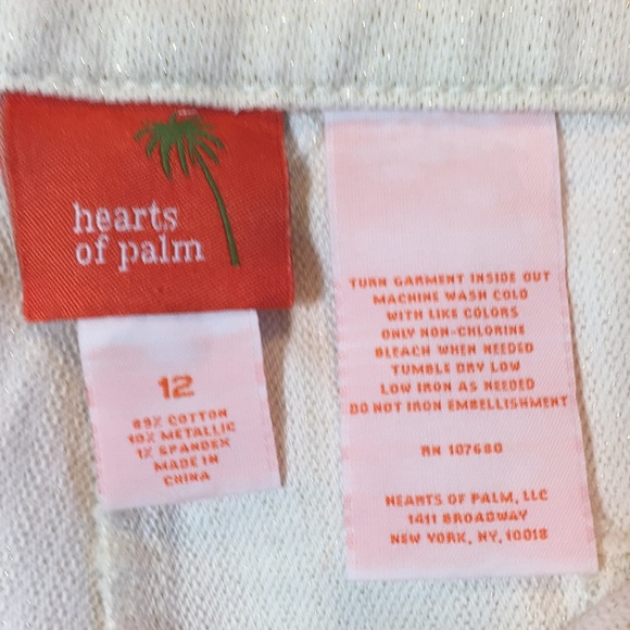 Hearts of Palm Shimmery White Cotton Metallic Spandex Capri Pants Size 12 - Picture 5 of 5